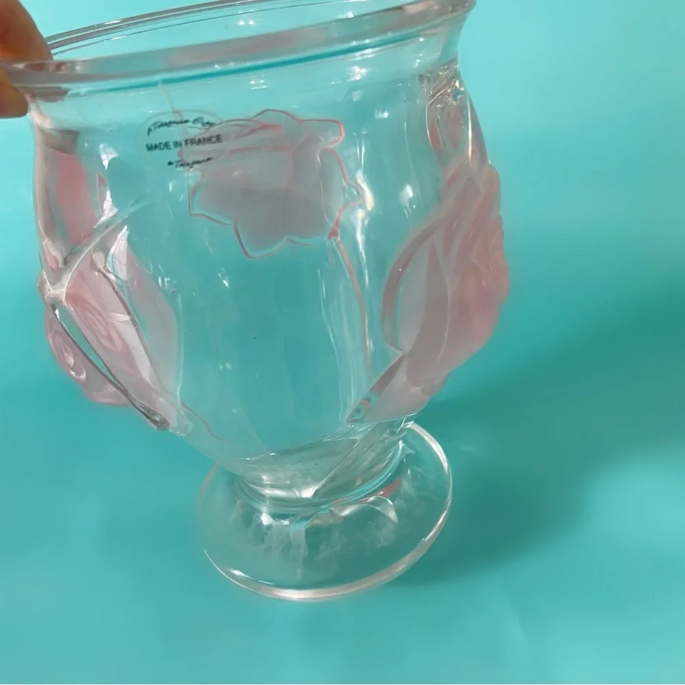 Vintage teleflora rose pastel glass vase holder home decor
